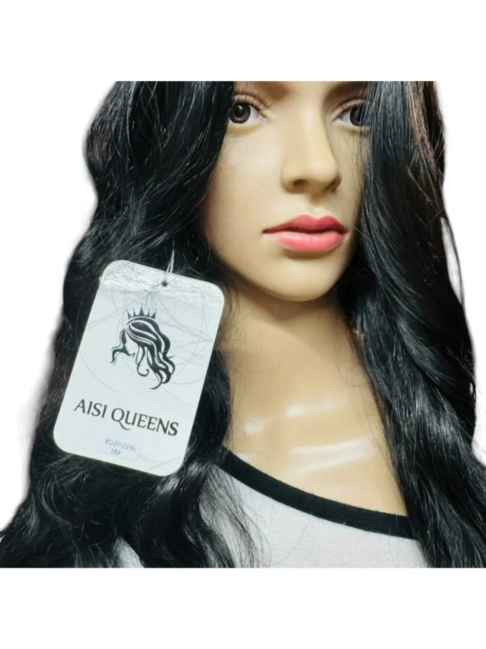 Aisi Queens Long Wavy Black Lace Front Wig With Adjustable Straps & Combs